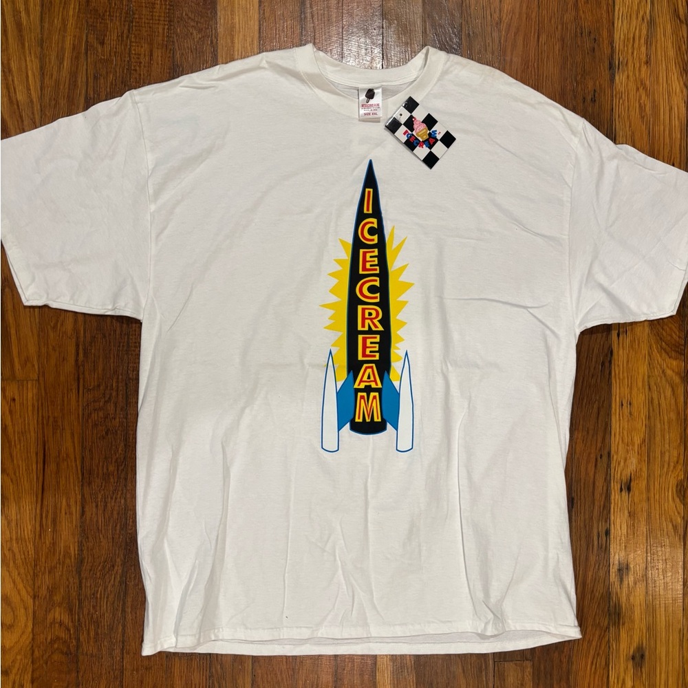 Icecream White Tee with Rocket Graphic